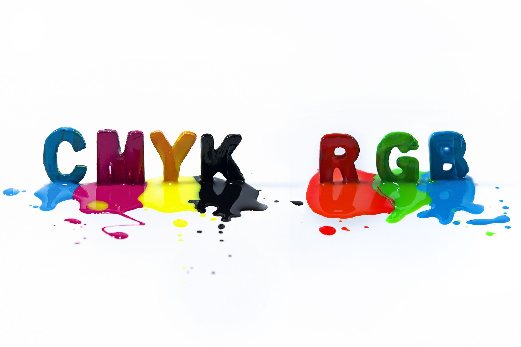 Разноцветные заглавные буквы CMYK RGB