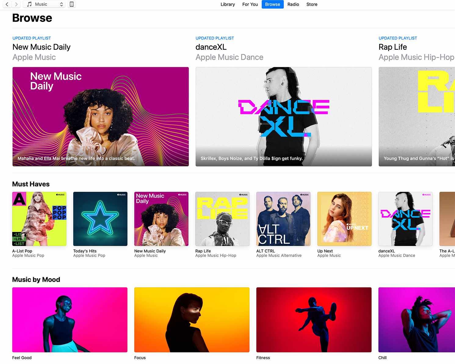 Экран просмотра музыки iTunes