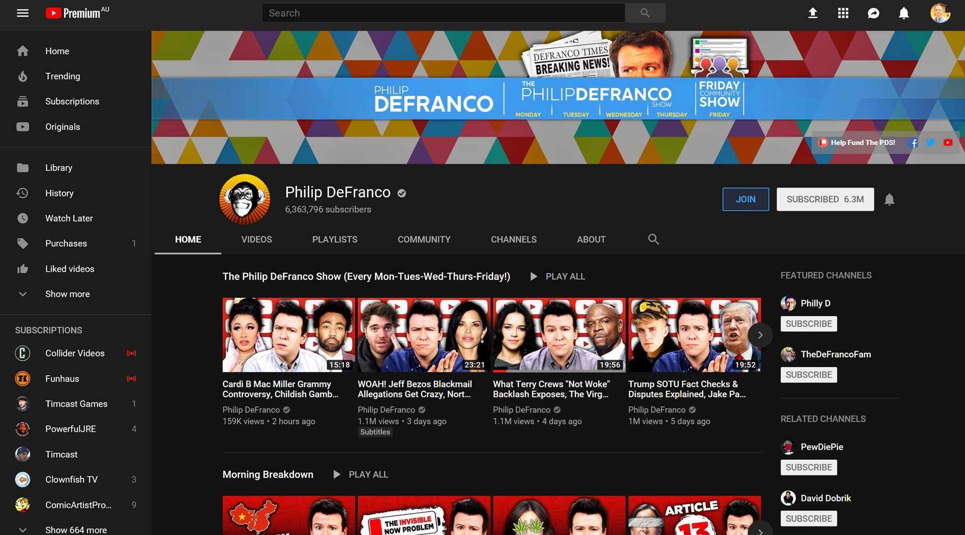Филип ДеФранко на канале YouTube.