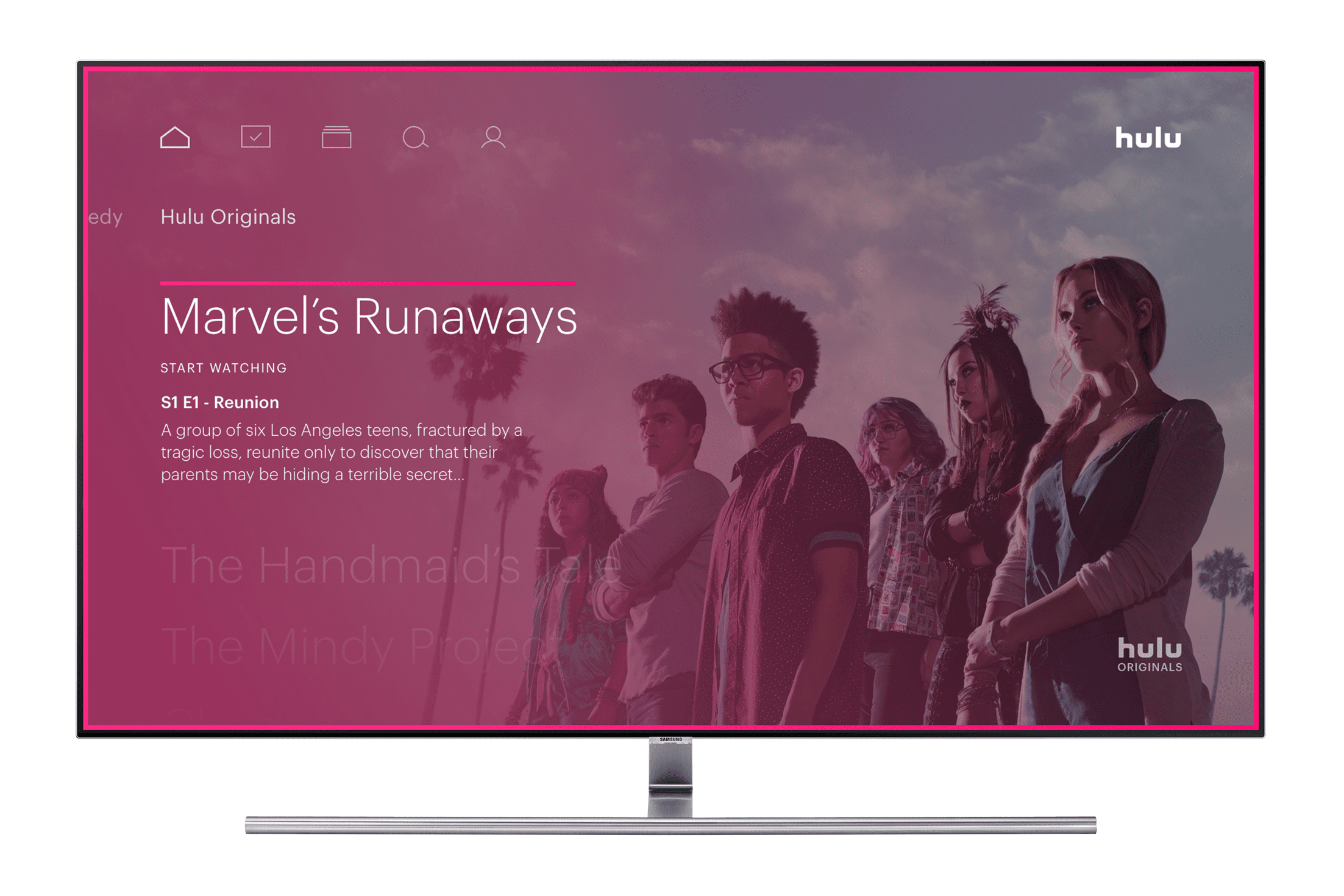 Samsung Smart TV с Marvel's Runaways onscreen