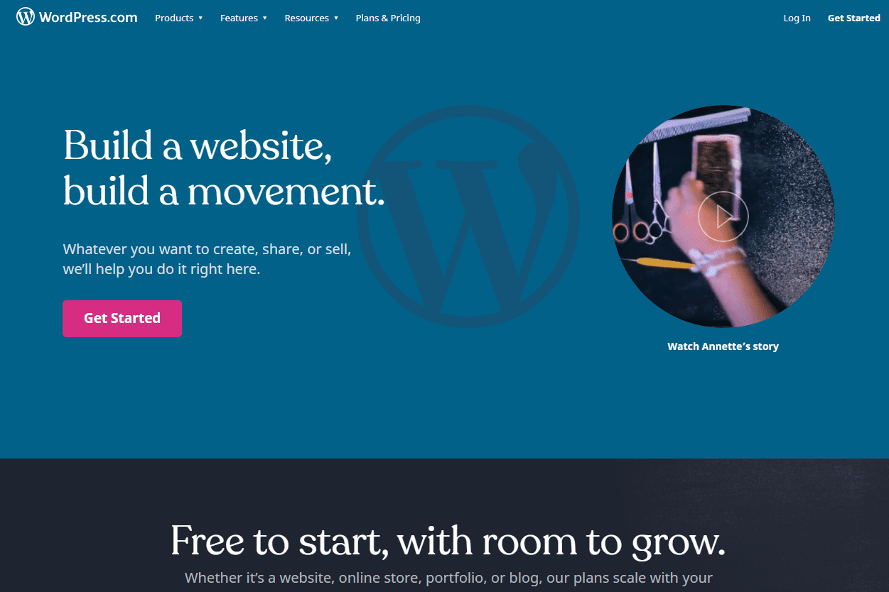 WordPress.com домашняя страница