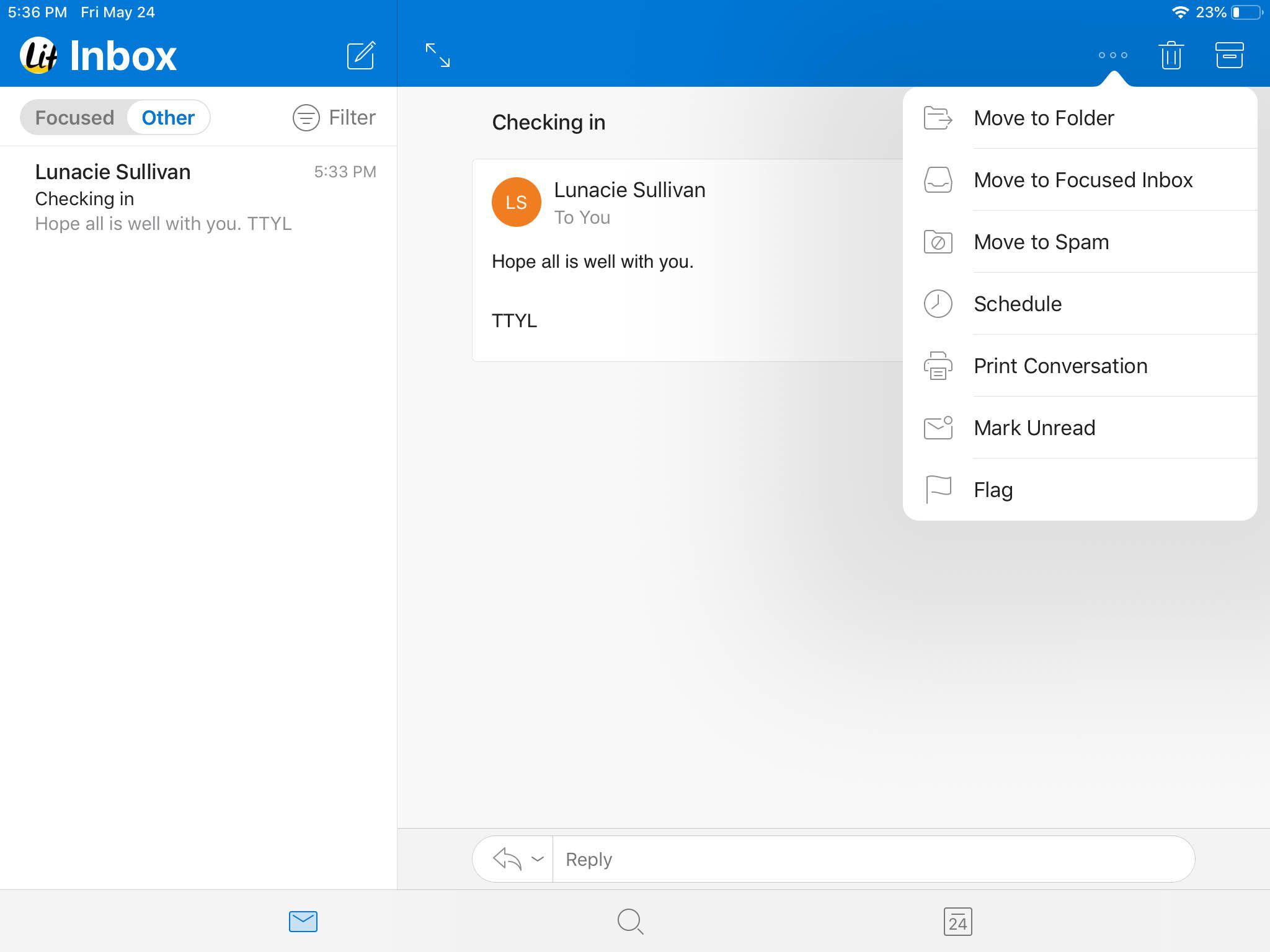 Другой почтовый ящик в Outlook для iOS.