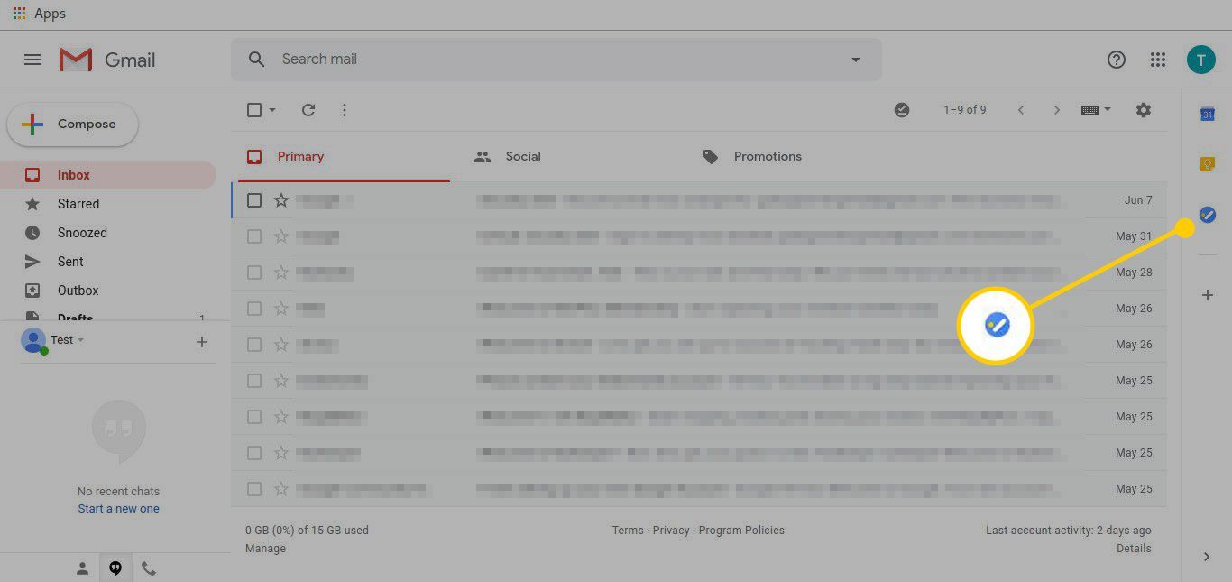 Входящие Gmail со значком диспетчера задач