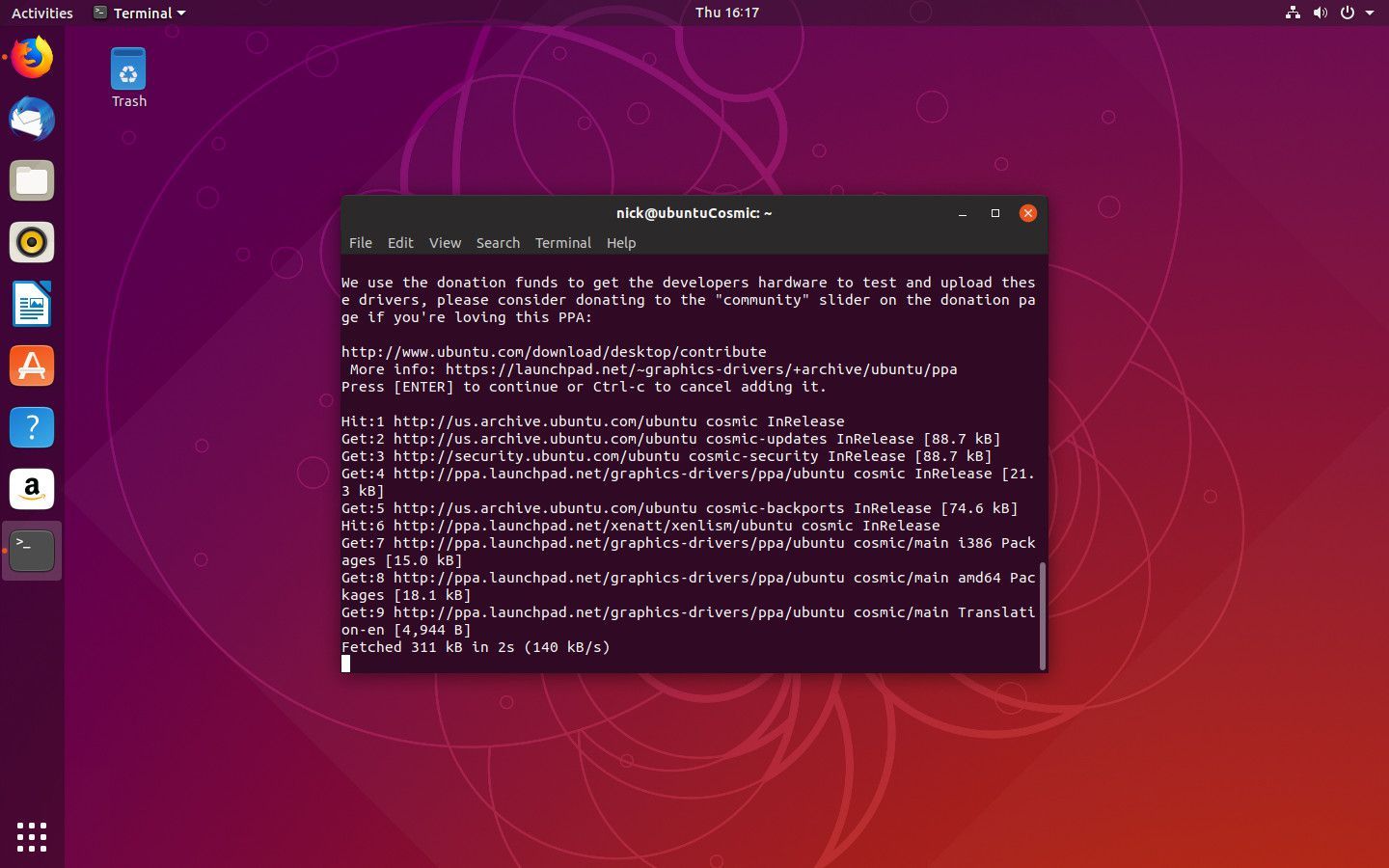 Добавление графического PPA в Ubuntu