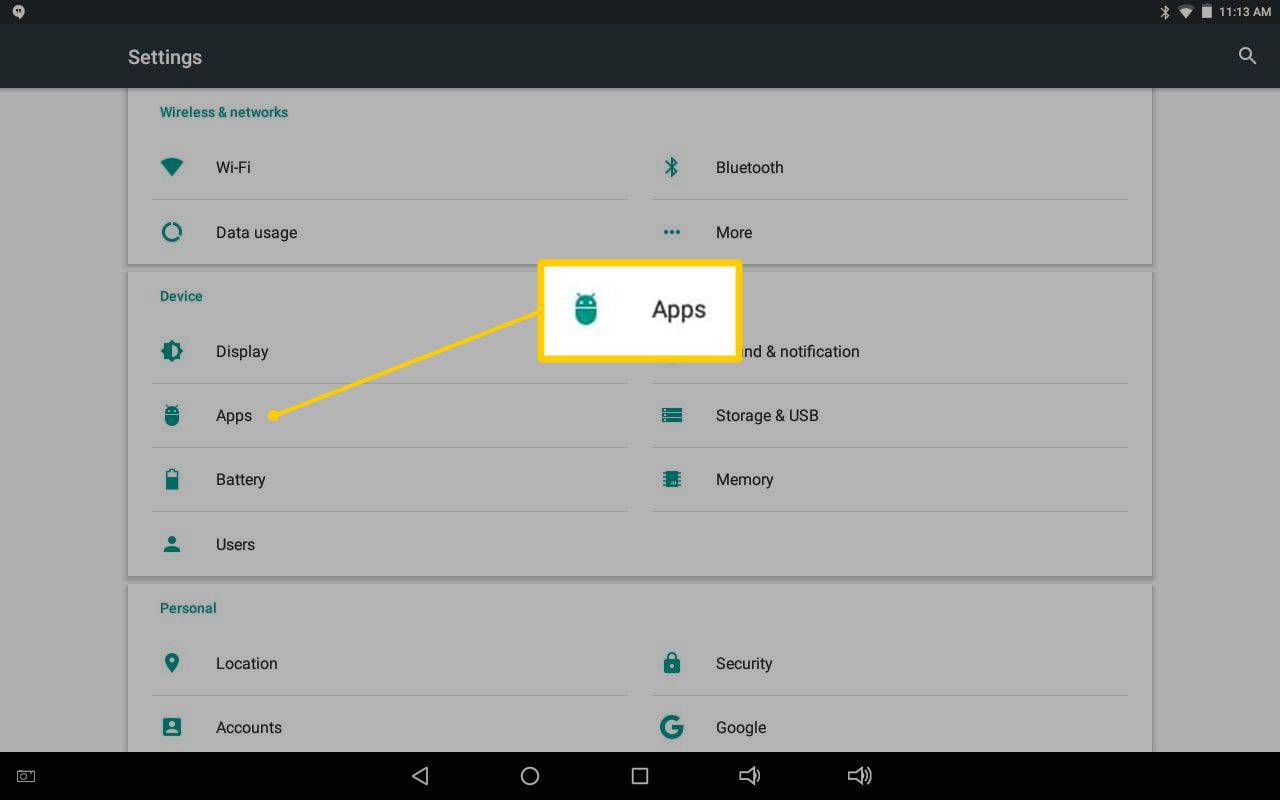 Значок приложения в настройках Android