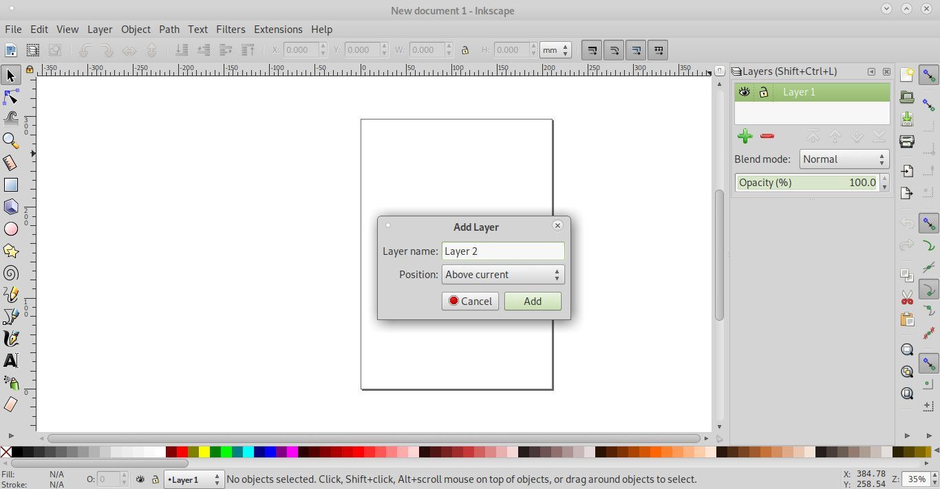 Inkscape добавить слой