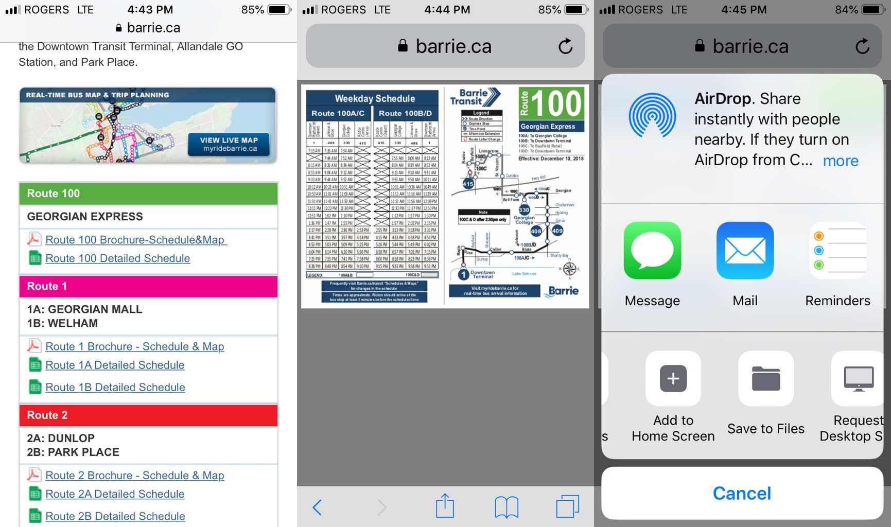 Скриншот Safari на iPhone, загружающий PDF.