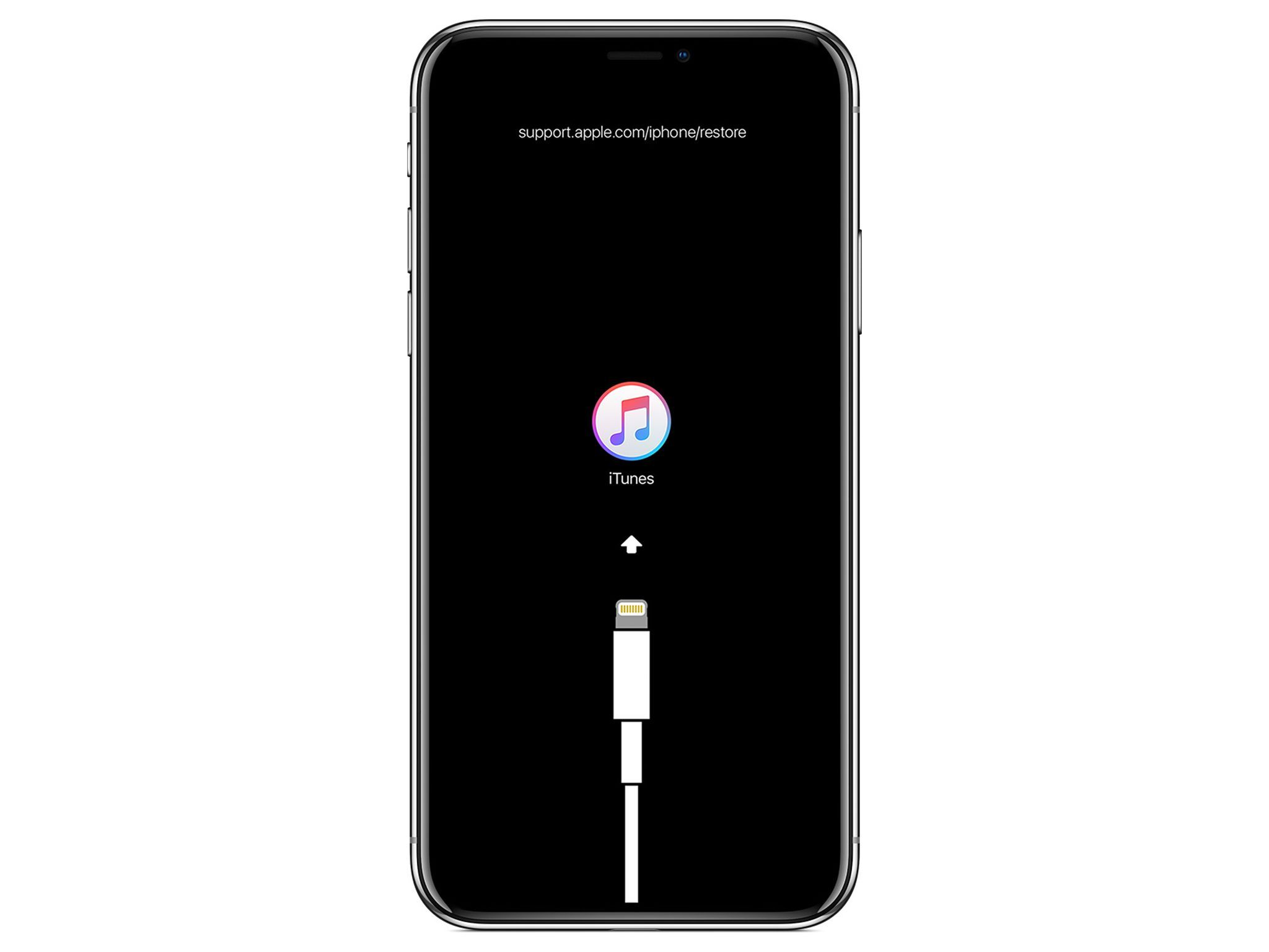 iPhone с восстановлением из iTunes изображений на его экране