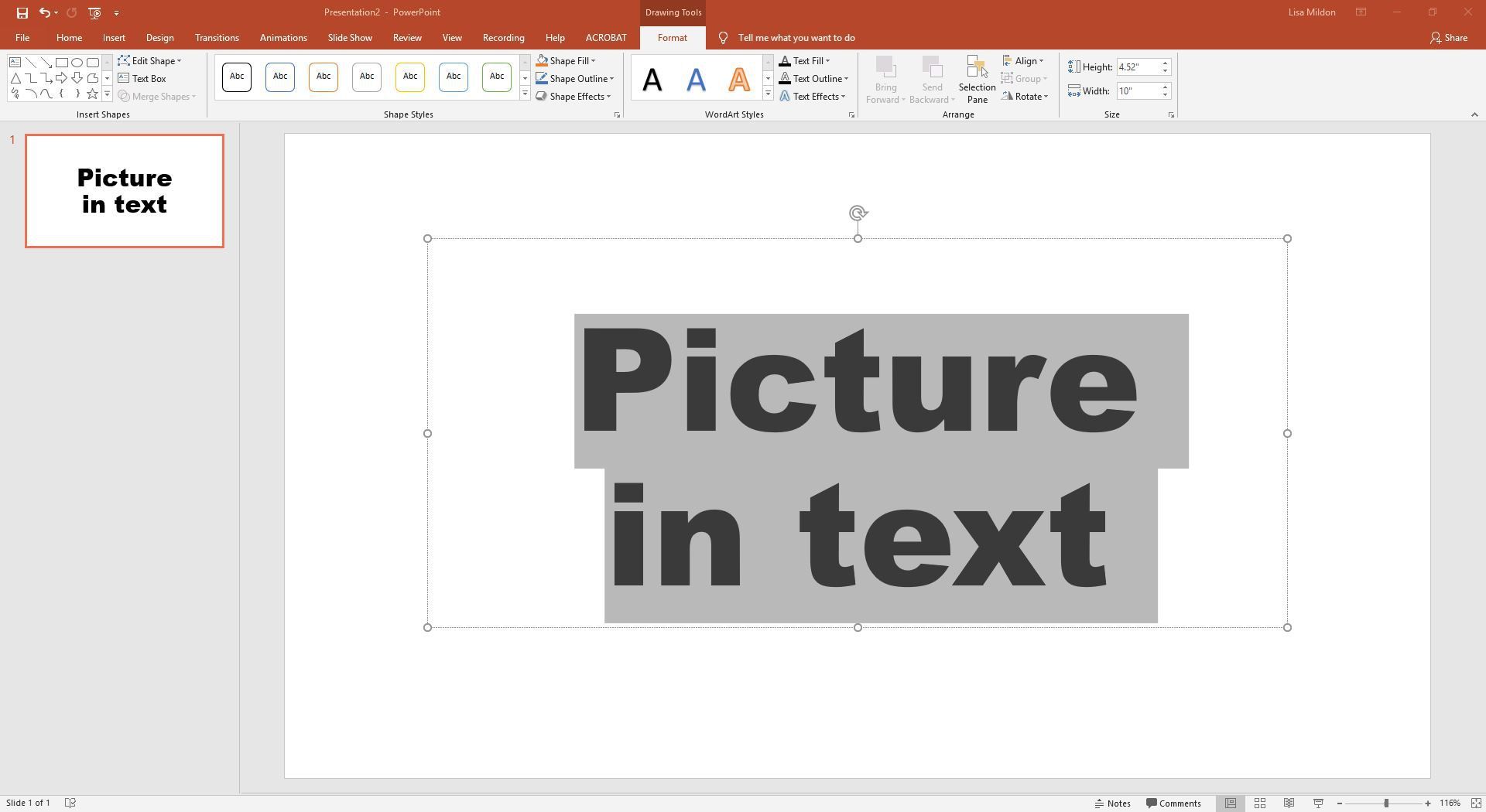 Стили WordArt, показанные в презентации PowerPoint.