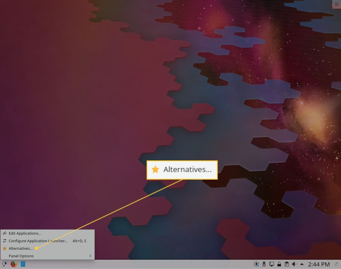 Снимок экрана контекстного меню кнопки KDE.