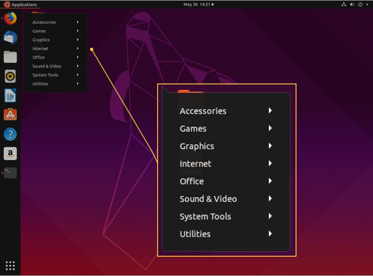 Снимок экрана нового меню приложения GNOME.