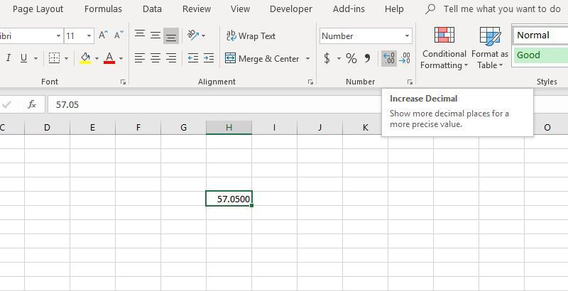 Увеличение и уменьшение десятичных кнопок в Excel