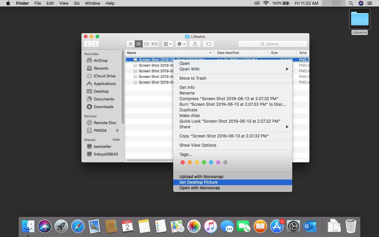 Изменить фоновое изображение Mac