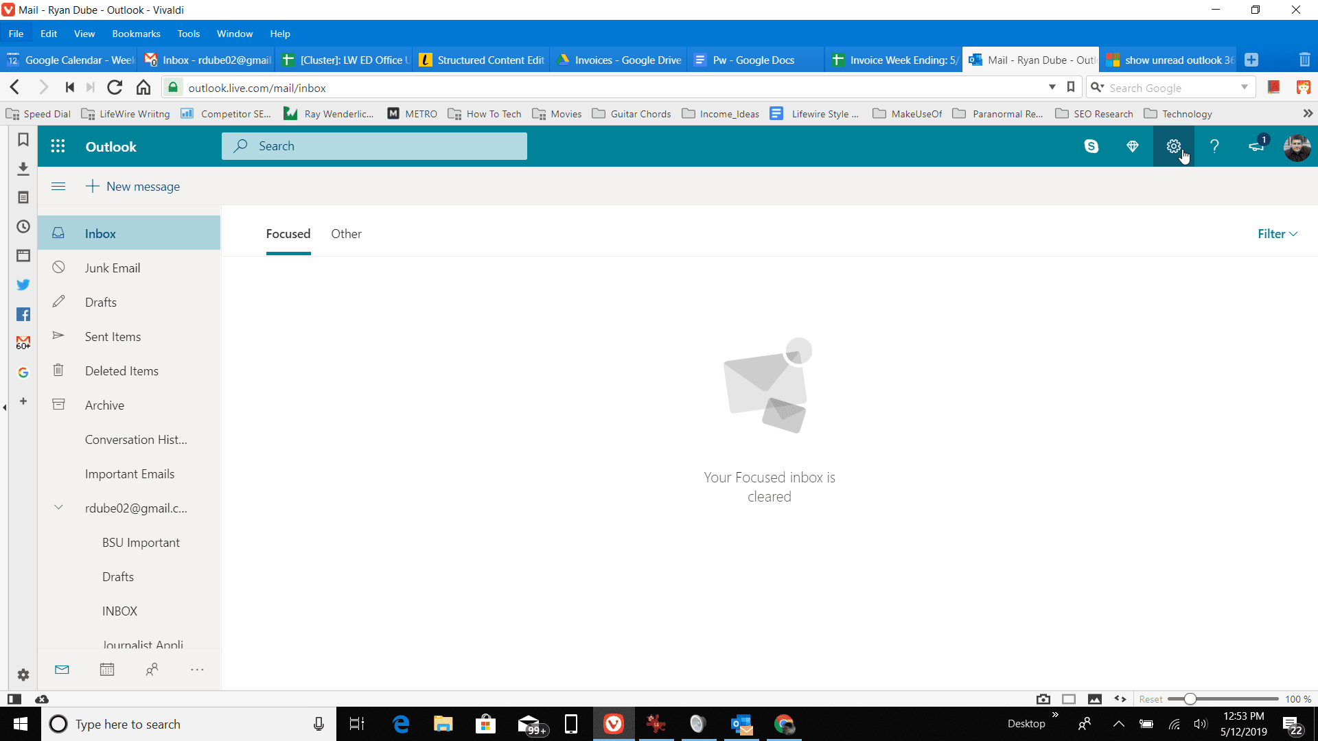 Скриншот настроек в Outlook онлайн