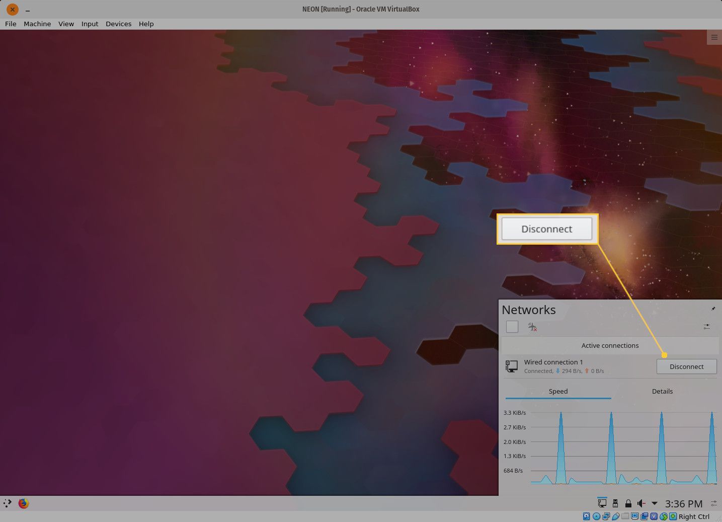 Снимок экрана кнопки отключения плазменных сетей KDE.