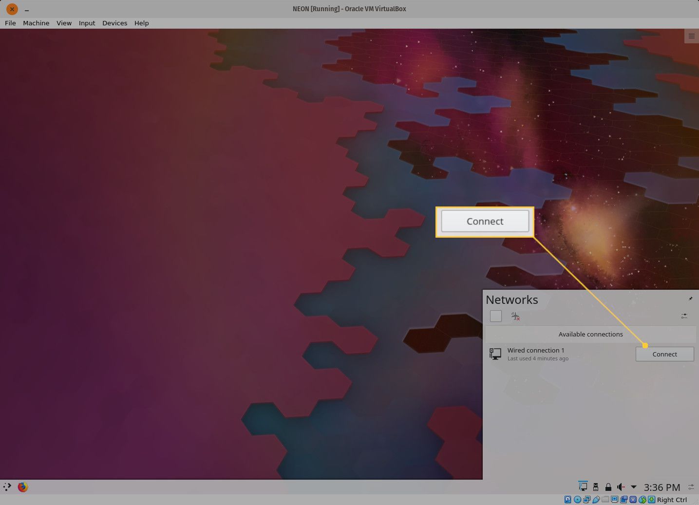 Снимок экрана кнопки подключения к плазменным сетям KDE.