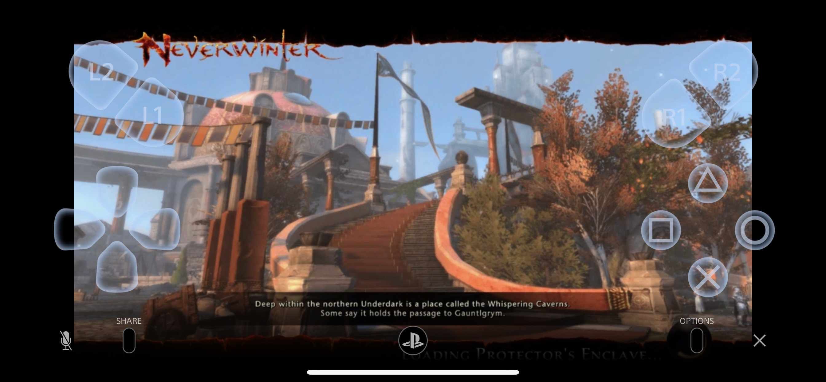 Игра Neverwinter от PS4 отображается на iPhone с оверлеем управления