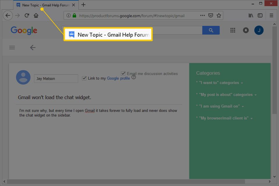 Новая тема - веб-страница справочного форума Gmail