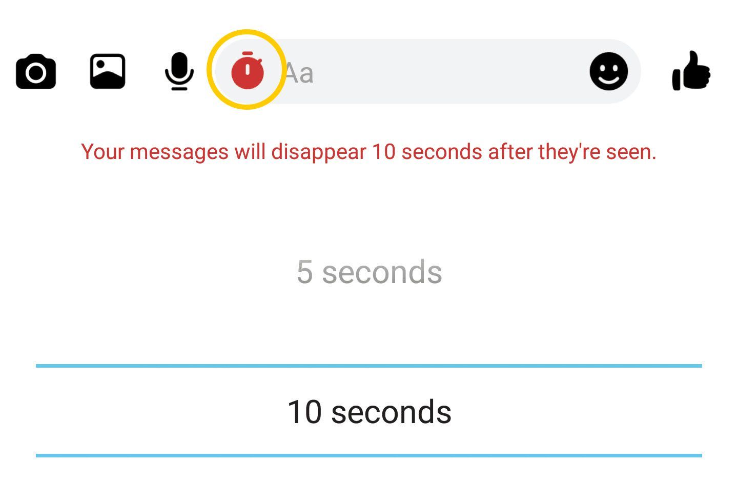 Снимок экрана приложения Android, показывающий, как установить таймер для сообщения.