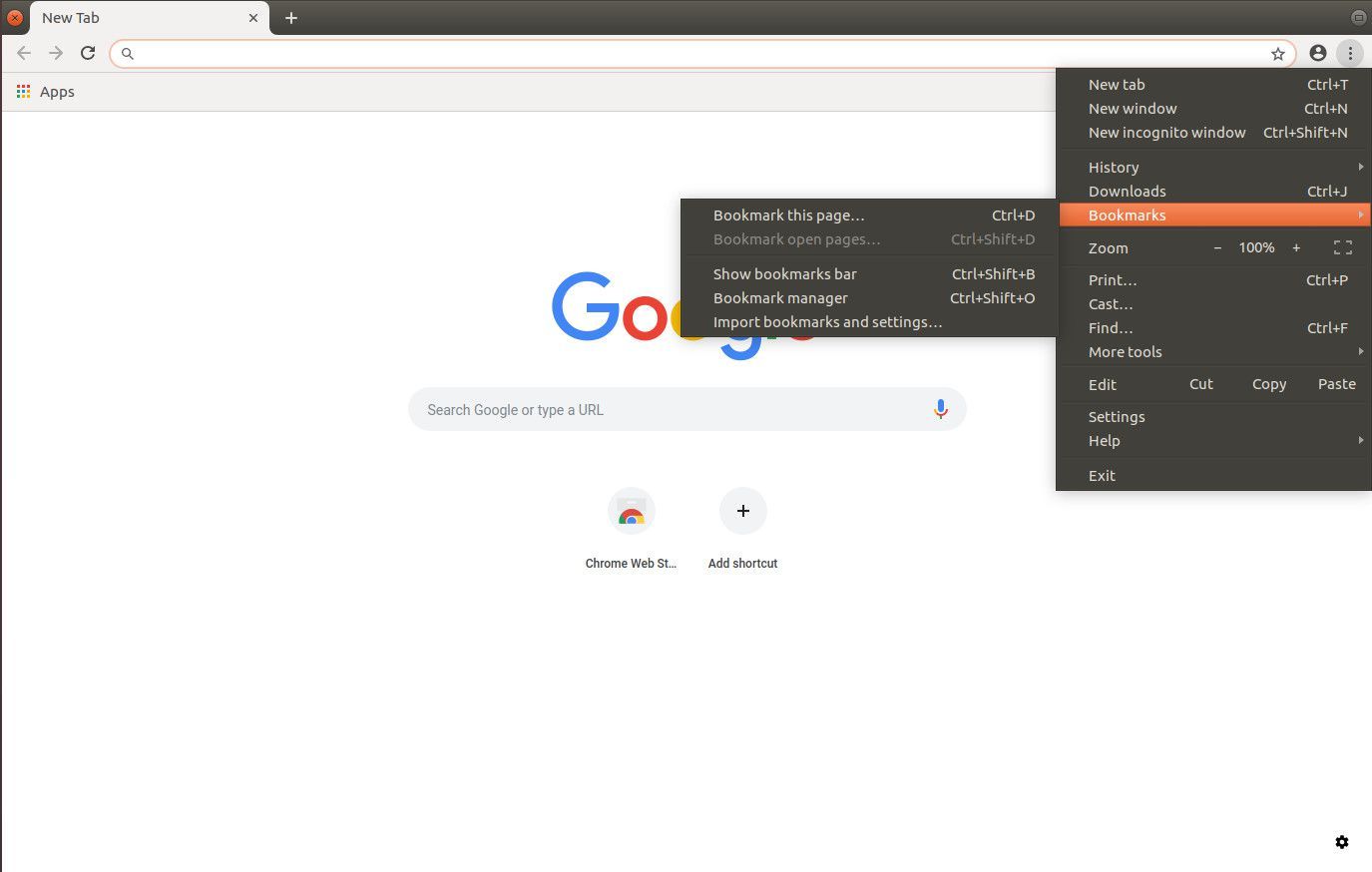 Google Chrome Menu