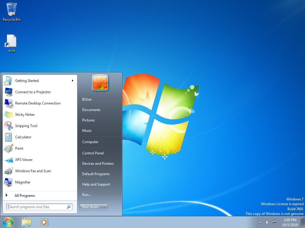 Windows 7 Пуск меню