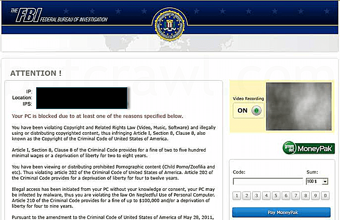 Вирусное сообщение ФБР