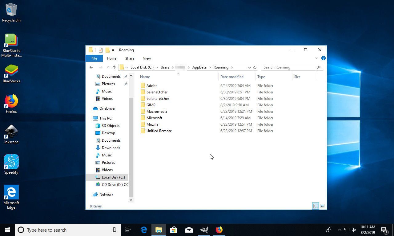 Windows 10 AppData перемещаемая папка