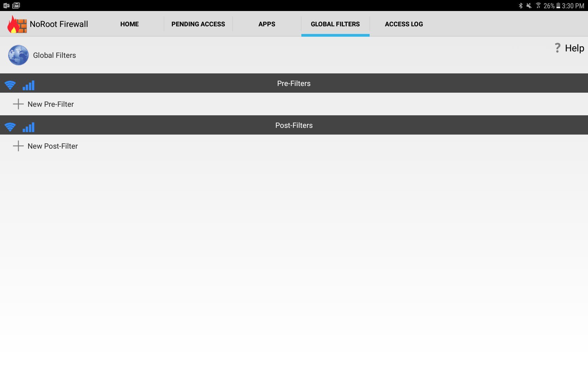 Скриншот NoRoot Firewall от Grey Shirts, показывающий, где настроить заблокированный сайт