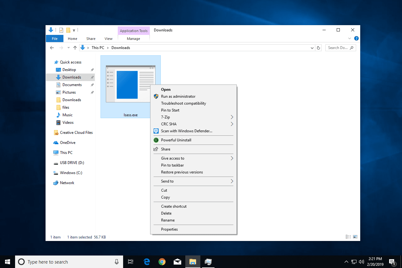 Возможность удаления Lsass.exe в проводнике Windows 10
