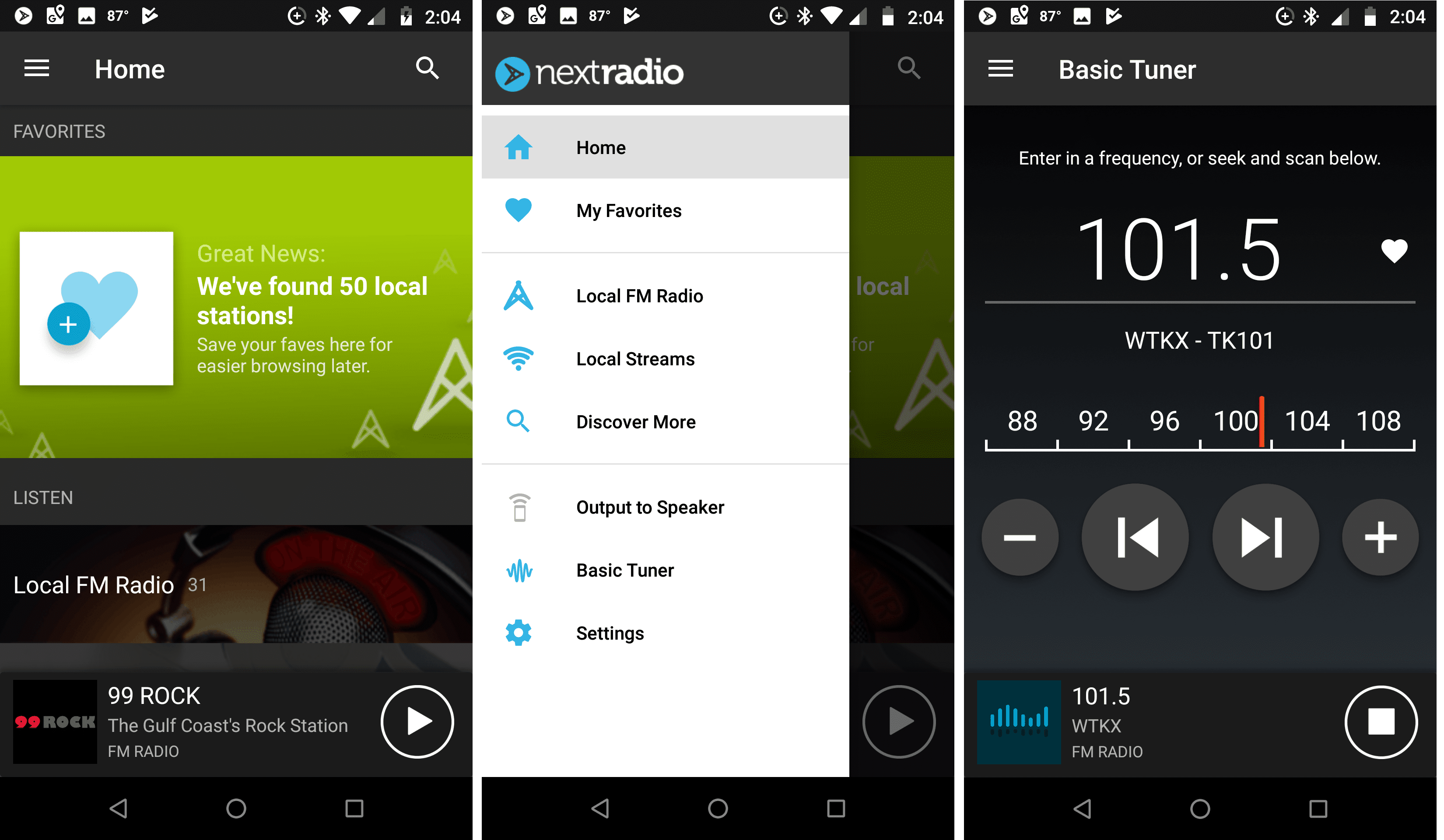 Приложение NextRadio Basic Tuner для Android.