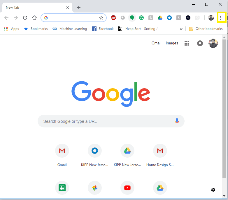 Открытие настроек в Google Chrome