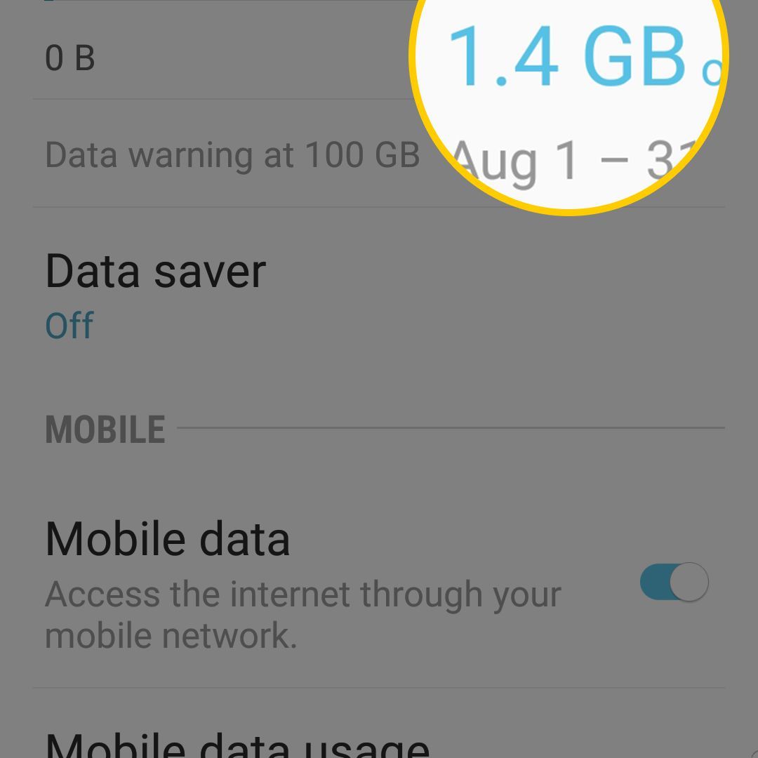 Снимок экрана экрана Android Data Usage