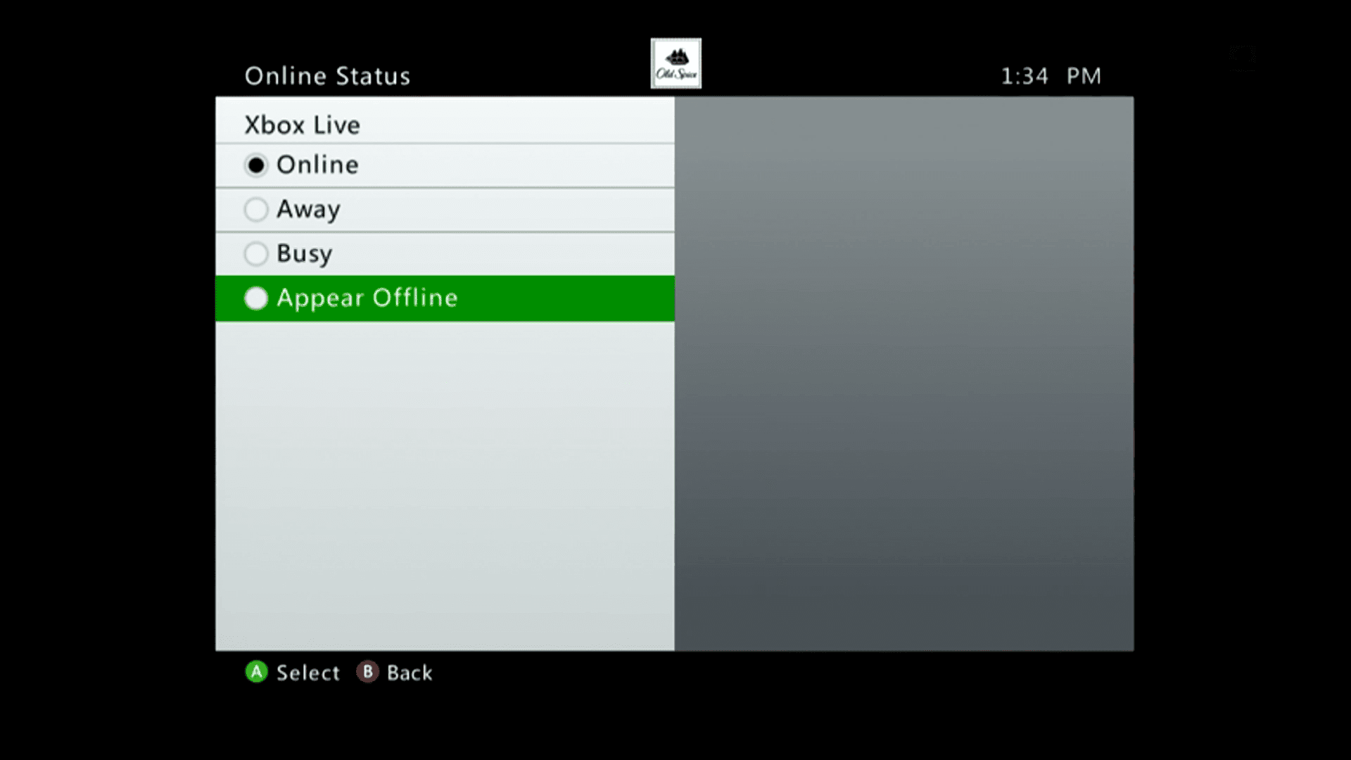 Скриншот меню Xbox 360 Online Status.