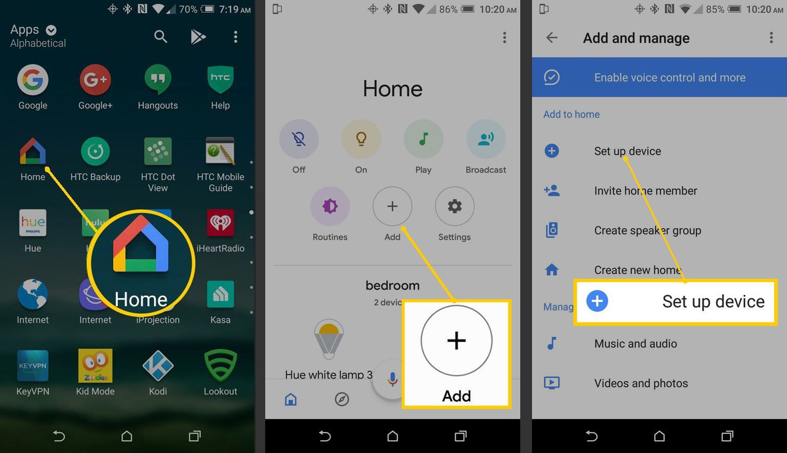 Google Home App - Добавить и настроить новое устройство