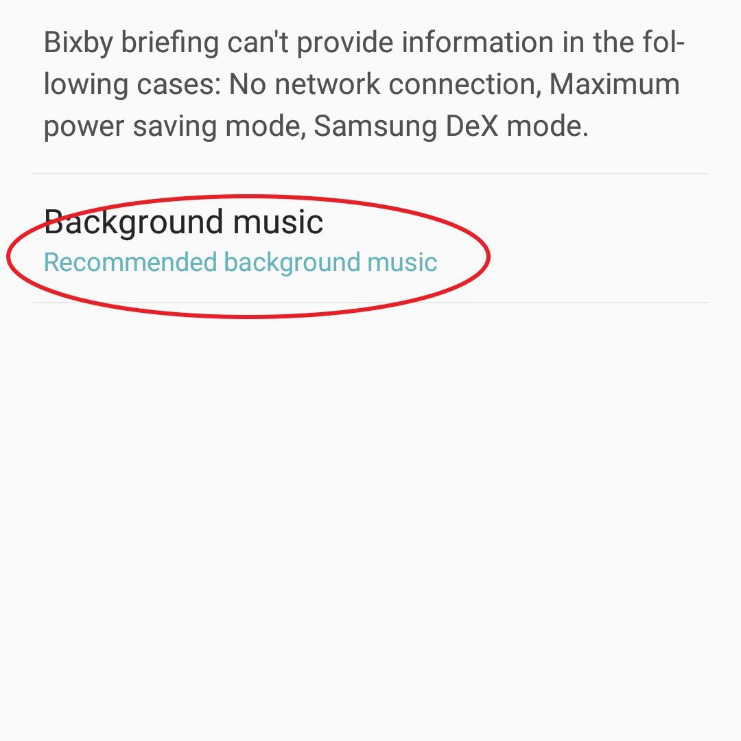 Скриншот фоновой музыки Bixby