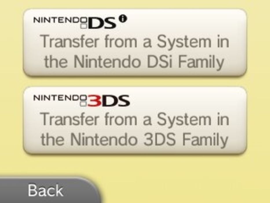 Нажмите Перенос из системы в семействе Nintendo 3DS.