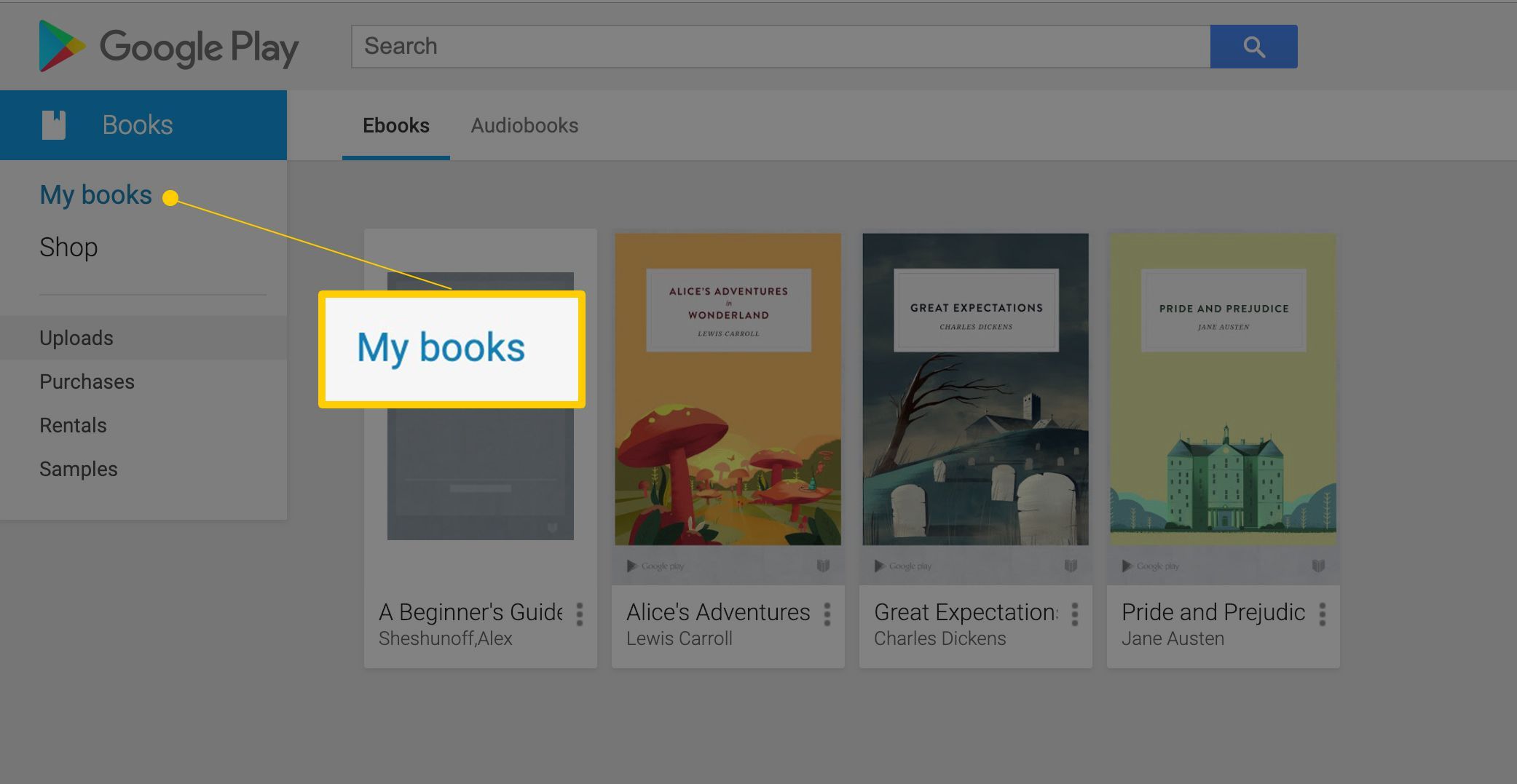 Мои книги на скриншоте Google Play Книги