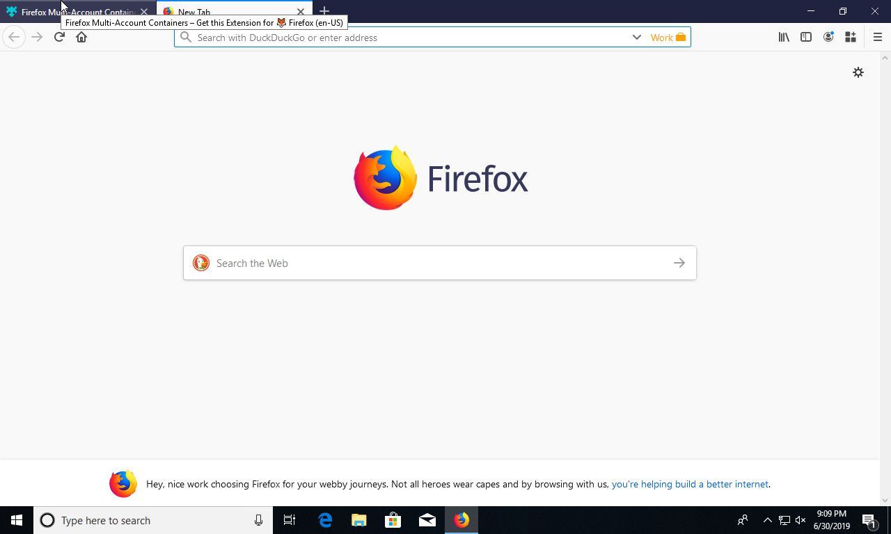 Firefox новая вкладка контейнера открыта