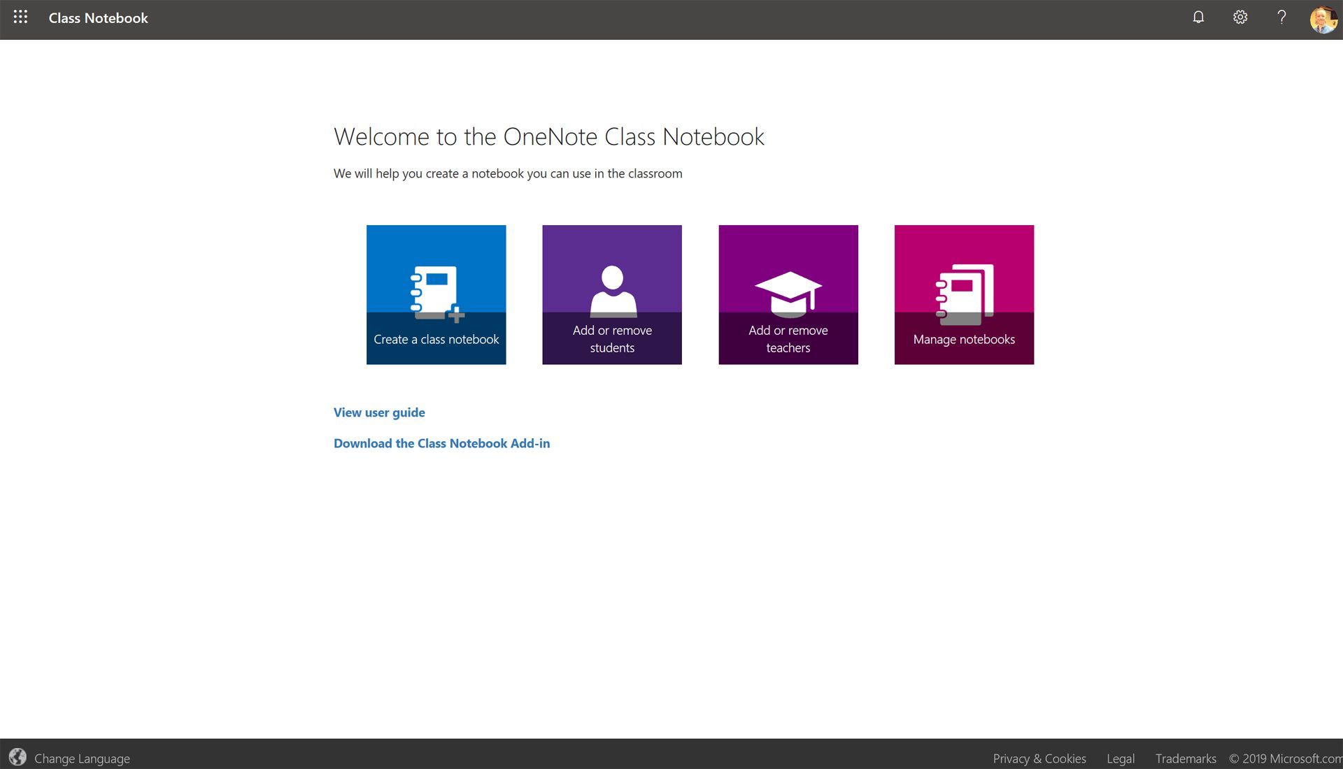 Создание OneNote Class Notebook онлайн.