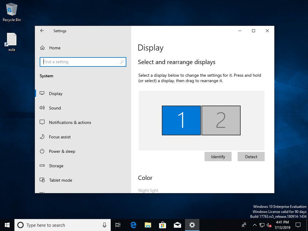Настройки отображения Windows 10