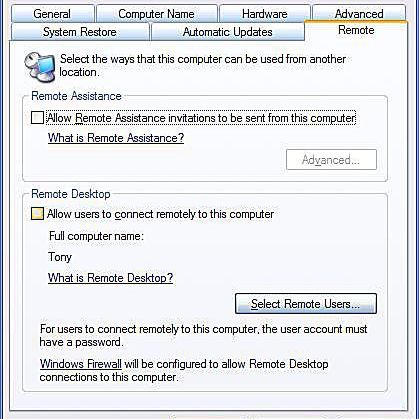снимок экрана системных свойств в Windows XP