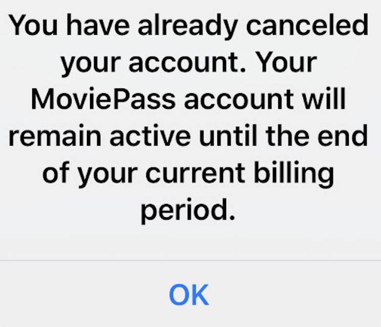 MoviePass подтвердить отмену