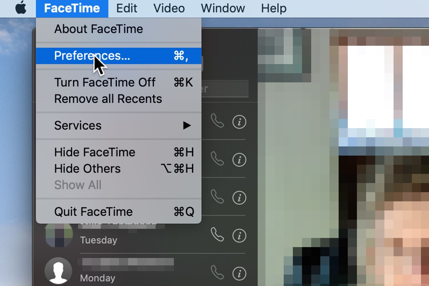 Настройки Facetime на Mac