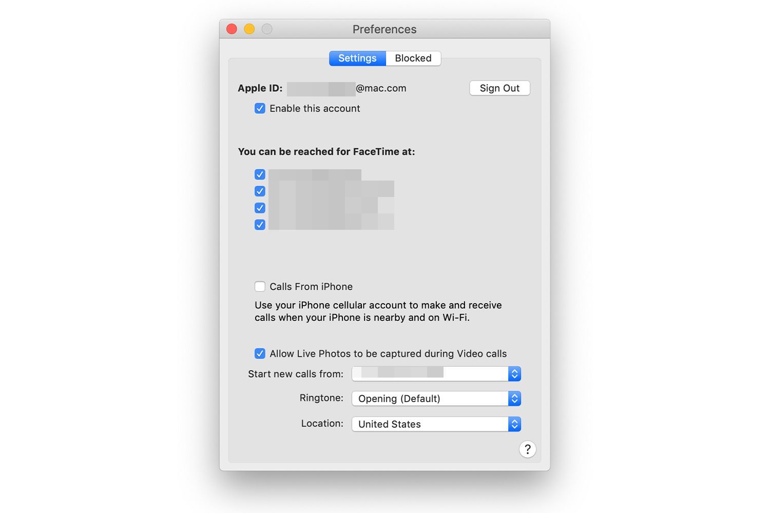 Отключение звонков iPhone на Mac