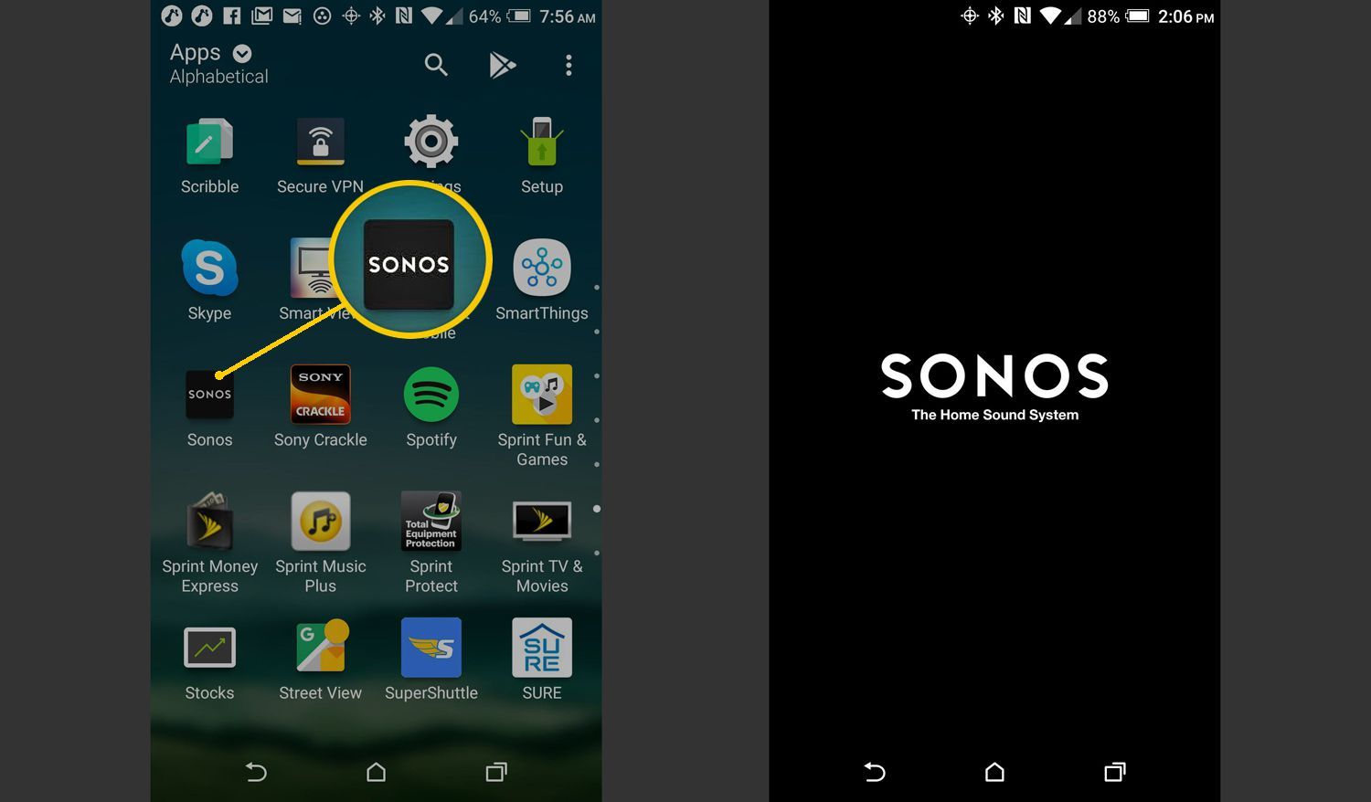 Приложение Sonos на смартфоне