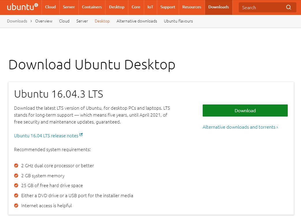 Загрузите Ubuntu Desktop, чтобы начать создание USB-накопителя Ubuntu.