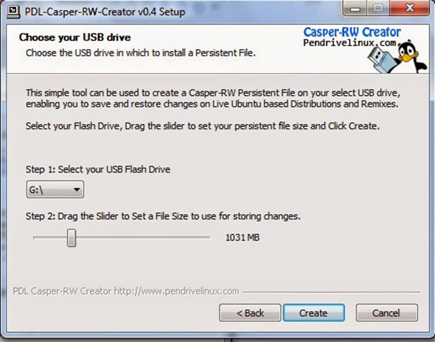 Создайте постоянный файл с помощью Casper-RW Creator