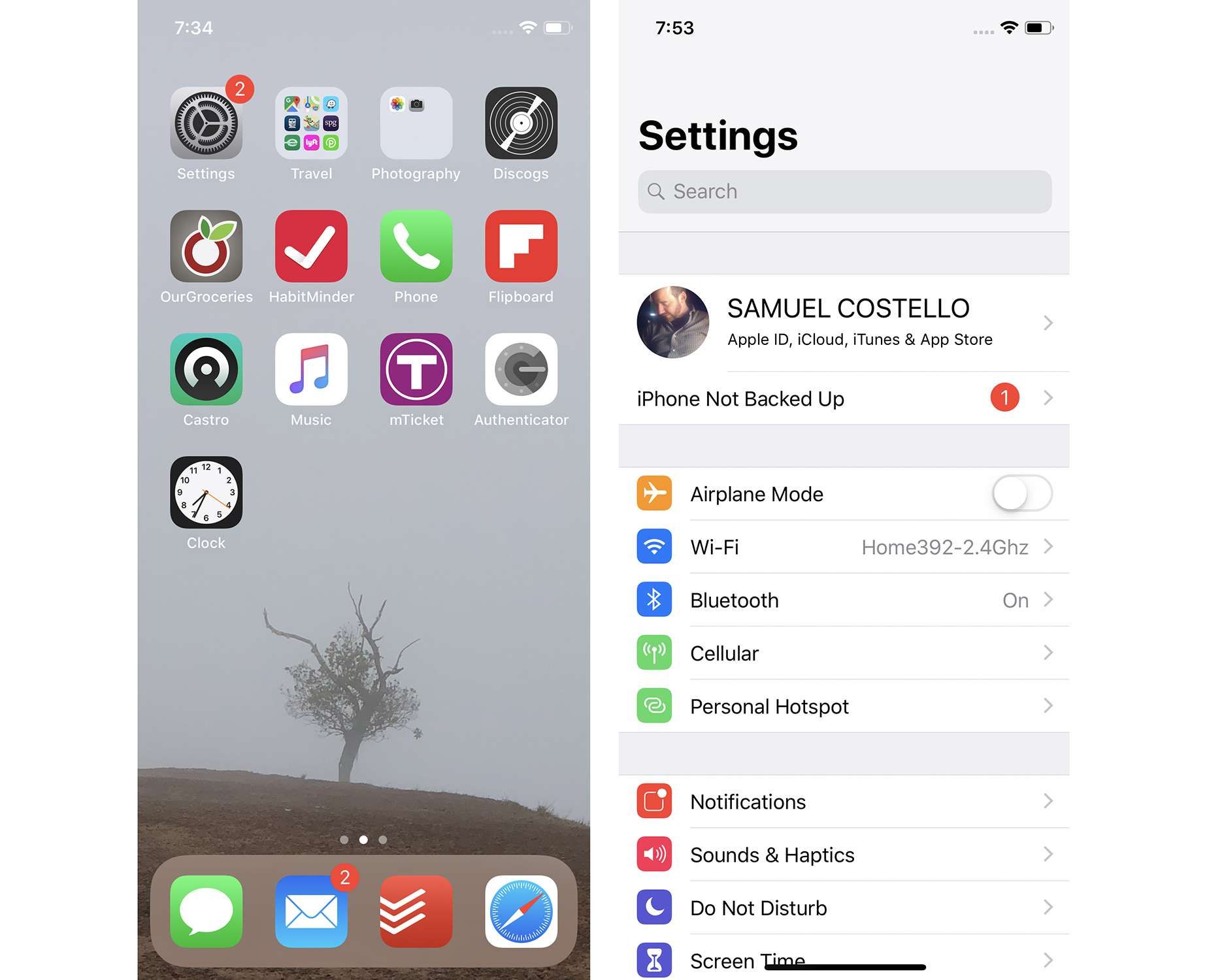 Скриншоты изменения настроек AirPods на iPhone