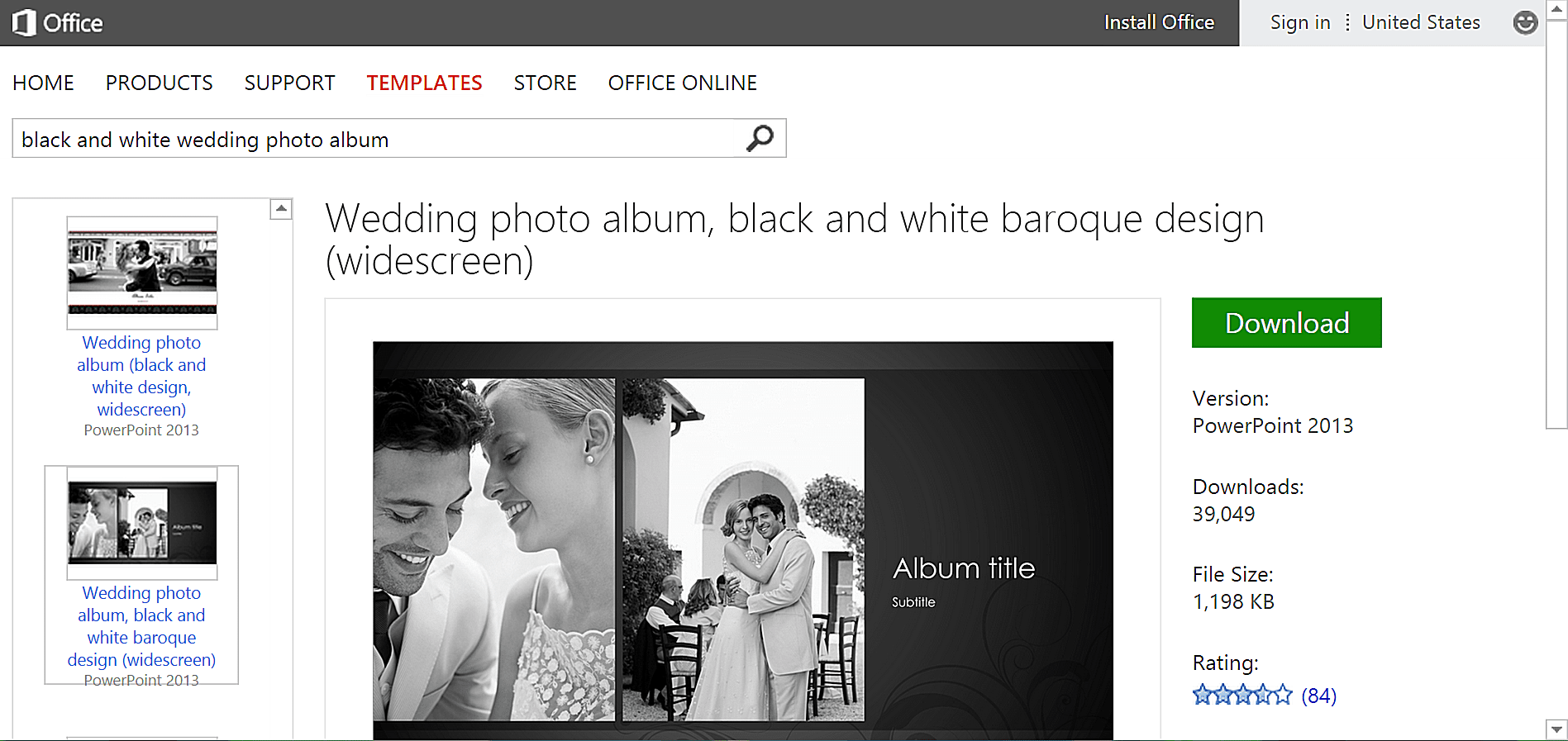 Черно-белый свадебный шаблон в Microsoft Powerpoint