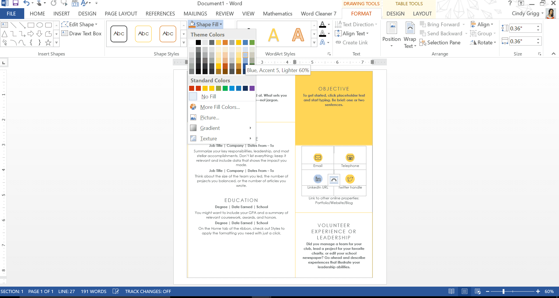 Четкий и чистый цифровой шаблон резюме от MOO для Microsoft Word